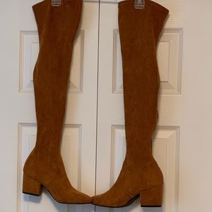 Goodnight Macaroon OTK boots. cognac in color. Only worn once.